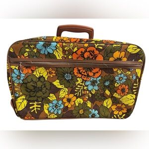 Vintage Bantum Canvas Floral Suitcase
